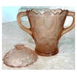 Pink Depression Glass & Mismatched Lid