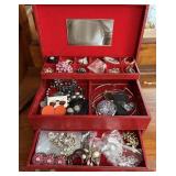 Red Jewelry Box with Assorted Pieces