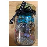 Mason Jar With Mixed Jewelry