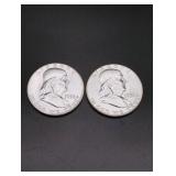 (2) 1958 Franklin Silver Half Dollars