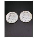 (2) 1958 Franklin Silver Half Dollars