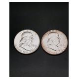 (2) 1958 Franklin Silver Half Dollars