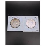 (2) 1958-D Franklin Half Dollars