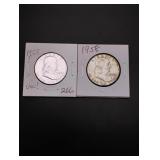 (2) 1958 Franklin Half Dollars