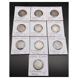 (10) Mixed Date Liberty Head Nickels