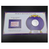1925 Peace Silver Dollar with Stamp on Card