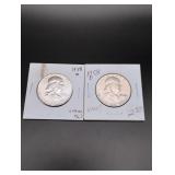 (2) 1958-D Franklin Half Dollars