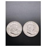 (2) 1963-D Franklin Silver Half Dollars