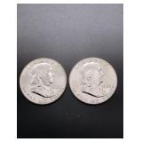 (2) 1963-D Franklin Silver Half Dollars