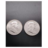 (2) 1963-D Franklin Silver Half Dollars