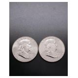 (2) 1963-D Franklin Silver Half Dollars