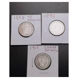 (3) Barber Silver Quarters