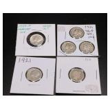 (5) Mercury Dimes, (1) Barber Dime