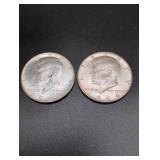 (2) 1964-D Kennedy Silver Half Dollars