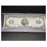 1914 - $5 Large Bill with Blue Seal
