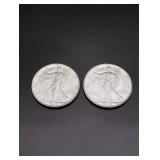 (2) 1943 Walking Liberty Silver Half Dollars