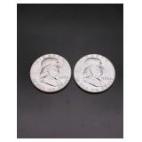(2) 1958 Franklin Silver Half Dollars