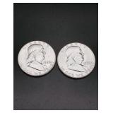 (2) 1958 Franklin Silver Half Dollars