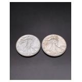 (2) 1943 Walking Liberty Silver Half Dollars