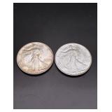 (2) 1943 Walking Liberty Silver Half Dollars
