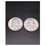 (2) 1958 Franklin Silver Half Dollars
