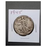 1945 Walking Liberty Silver Half Dollar