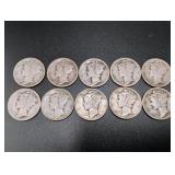 (10) Assorted Date Silver Mecury Dimes