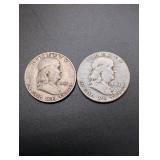 1951 & 1951-S Franklin Silver Half Dollars