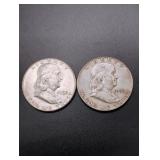 (2) 1952 Franklin Silver Half Dollars