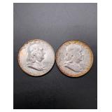1954-D and 1954-S Franklin Silver Half Dollars