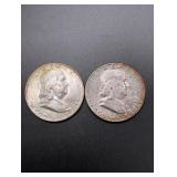 1954-P and 1954-D Franklin Silver Half Dollars