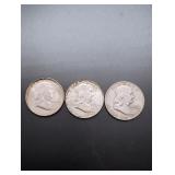 (3) Franklin Silver Half Dollars