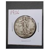1936 Walking Liberty Silver Half Dollar