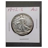 1942-S Walking Liberty Silver Half Dollar