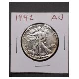 1942 Walking Liberty Silver Half Dollar