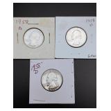 (3) 1958-D Washington Silver Quarters
