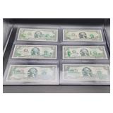 (6) $2 Bills - State Commemoratives