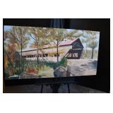 Acrylic Covered Bridge Painting on Canvas