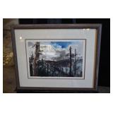 Landscape Mountain Watercolor Framed Print