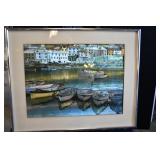 Vtg Dufex Foil Art Harbor Scene