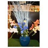 Vtg Faux Floral Arrangement & Vase