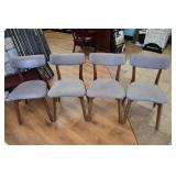 Set of 4 MCM Style Walnut Rubber Wood Chairs