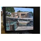 Acrylic Covered Boathouse on Canvas