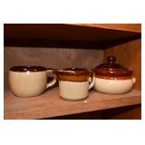 Vtg Stoneware Sugar, Creamer, and Mug