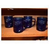 Set of 4 Cobalt Blue Glass Mugs
