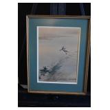 Japanese Watercolor Print Flying Ducks