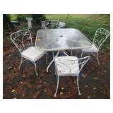Glass Top Table & 4 White Chairs