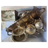 Tote Full of Silverplate Items