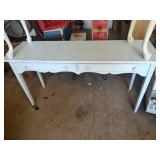 Painted White Distressed 2 Drawer Console Table