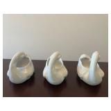 Three Ceramic Swan Planters
